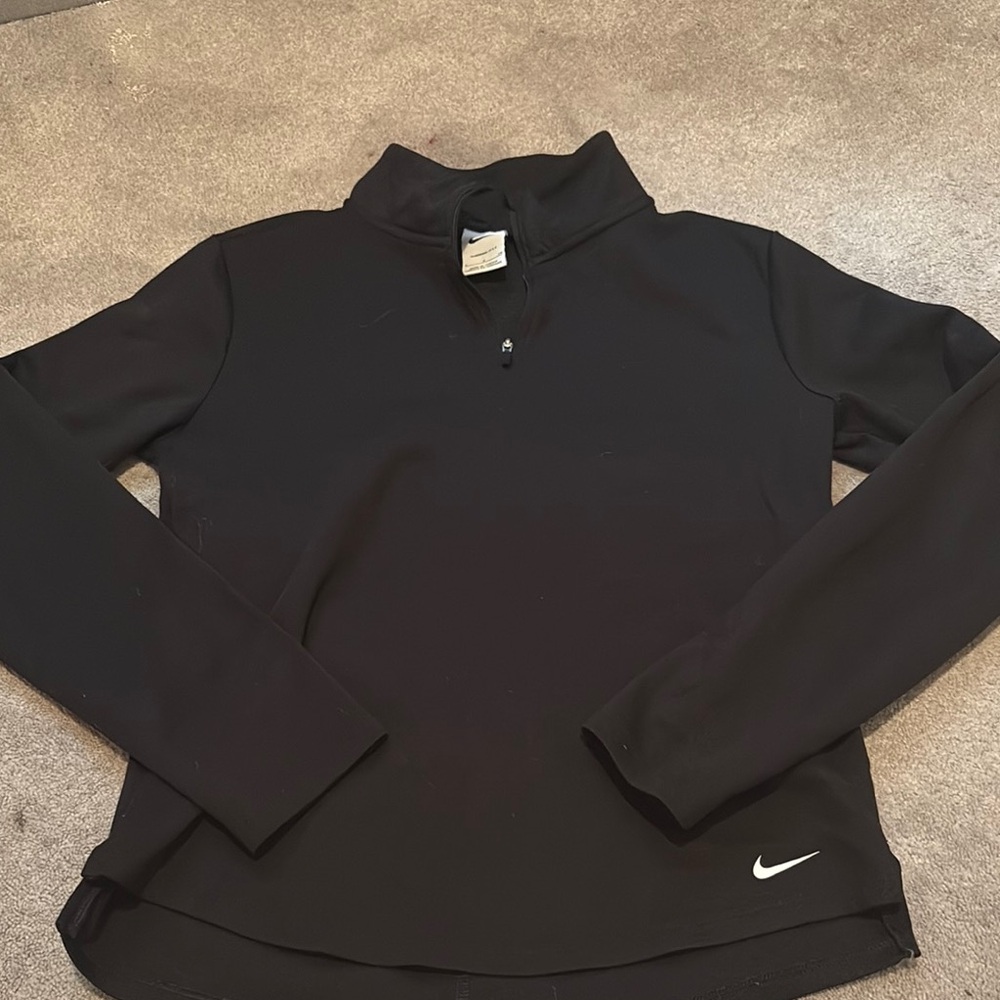 Nike Black Fitted Long Sleeve Polo Sweatshirt
